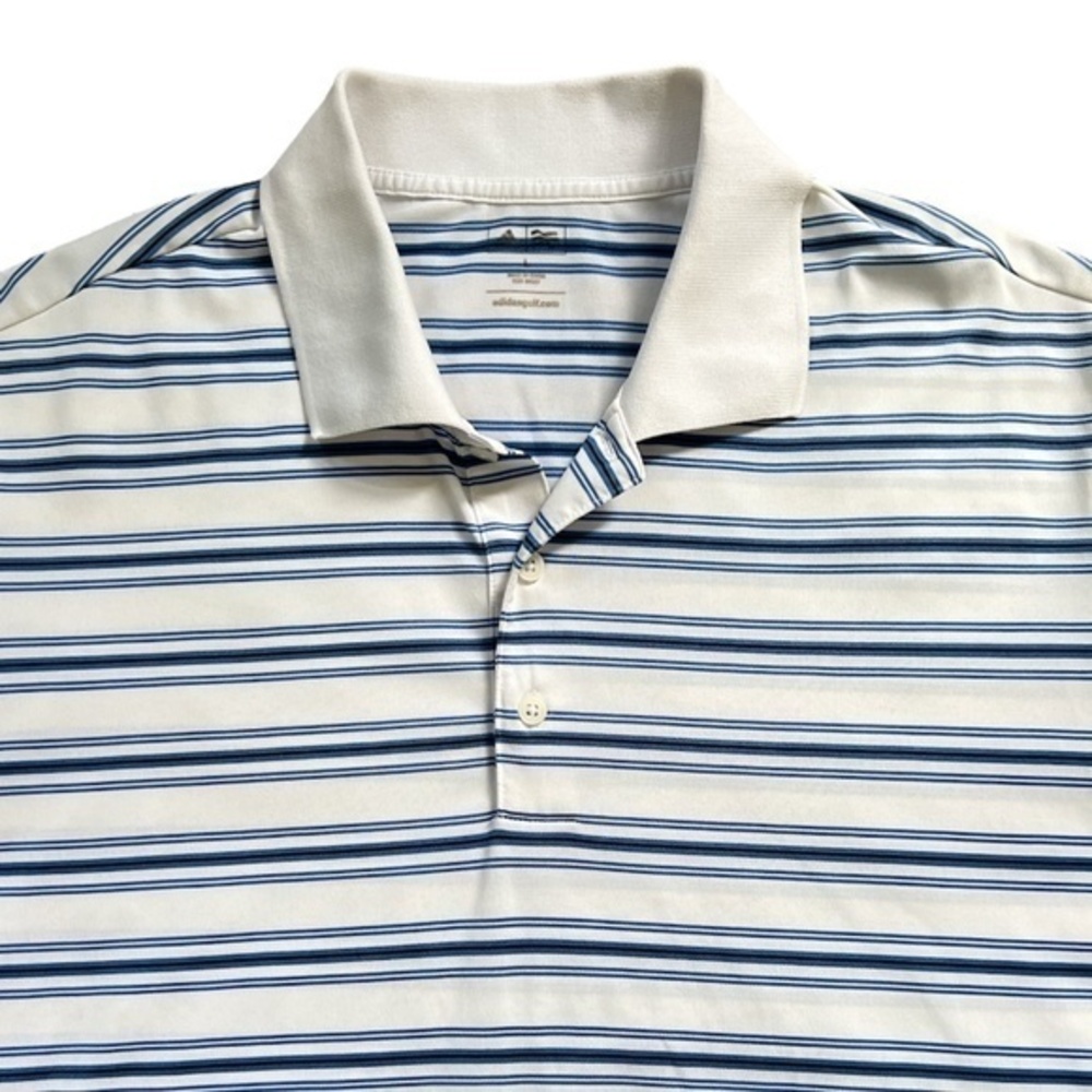 Adidas Men’s Striped Polo Shirt Sz. L - Picture 2 of 12